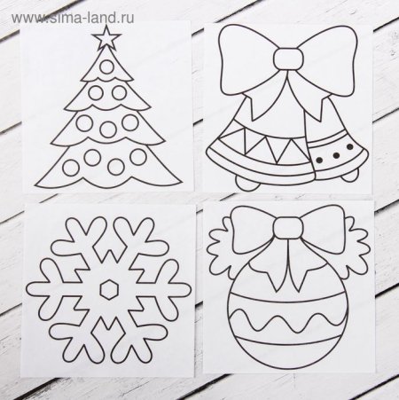 Трафареты для витражных красок новогодние