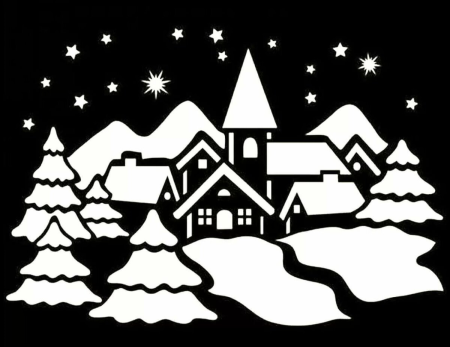 Трафареты на окна домики