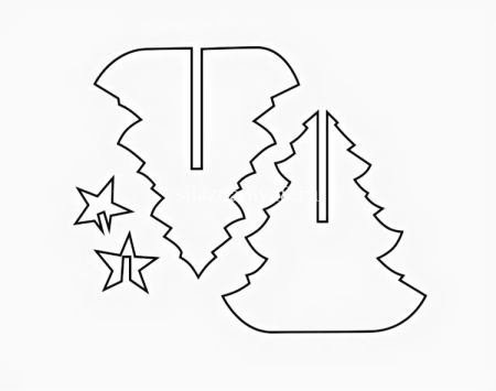 Трафарет елки из картона