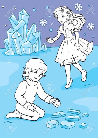 Рисунок Кай и Герда Снежная Королева