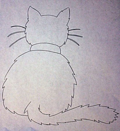 Трафарет котика на окно