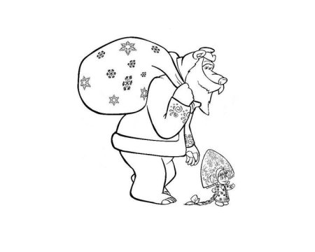 Новогодние трафареты Маша и медведь