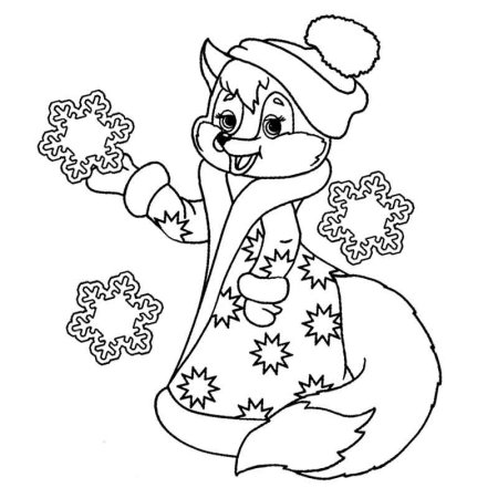 Новогодняя Лисичка раскраска