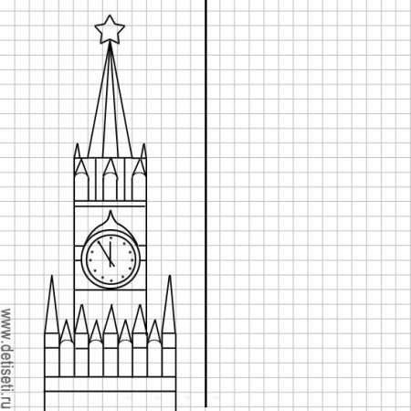Спасская башня Кремля рисование