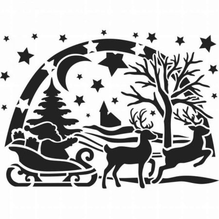 Новогодние мотивы трафарет
