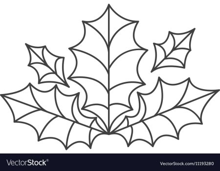 Листья омелы трафарет