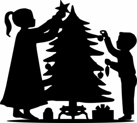 Рождественские силуэты на окна