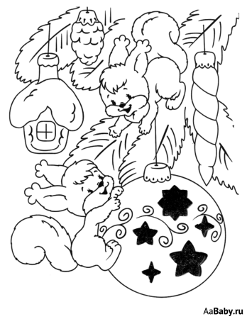 Новогодние раскраски для детей 3-4 лет