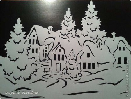 Снежный домик для вырезания на стекло