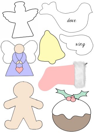 Новогодние игрушки из фетра шаблоны выкройки