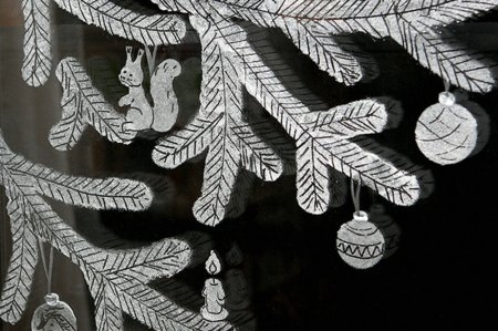 Рисунки на стекле к новому году