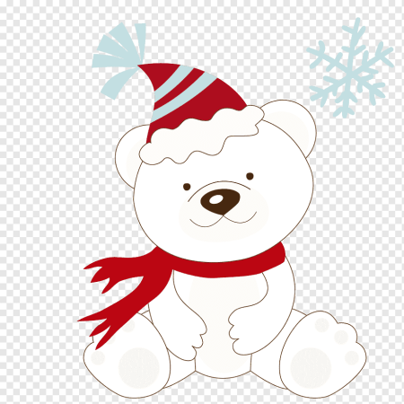 Новогодний белый мишка мультяшный