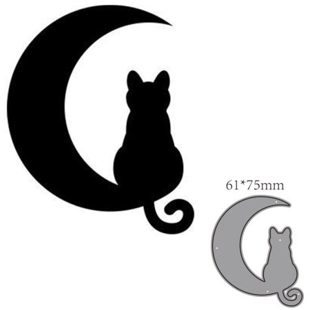 Кот на Луне силуэт