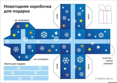 Развертка коробки для новогоднего подарка