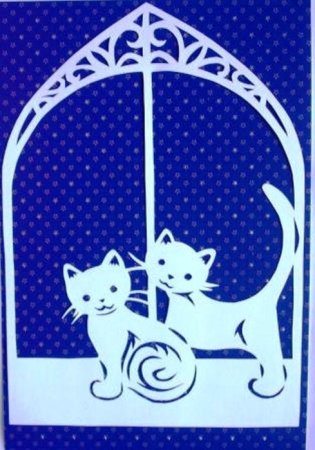 Вырезалки на окна котики