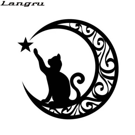 Трафарет кот на Луне