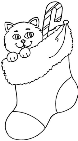 Новогодняя кошка раскраска