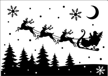 Силуэт на окно на новый год