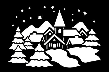 Трафареты на окна домики