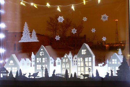 Новогодние домики с подсветкой на окно
