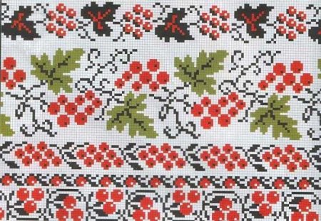 Вышивка крестом Калина рушник