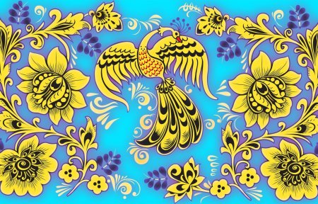 Хохлома с Жар птицей узор