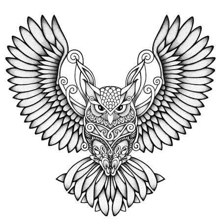 Тату Сова Мандала эскиз