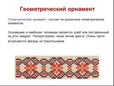 Орнамент состоящий из различных геометрических элементов