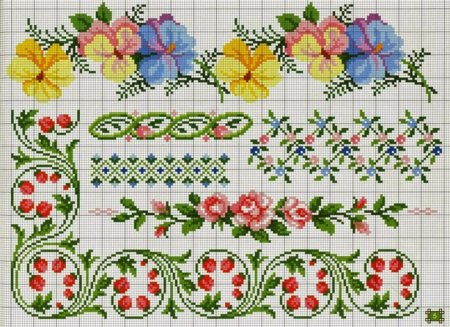 Вышивка крестом цветочные бордюры