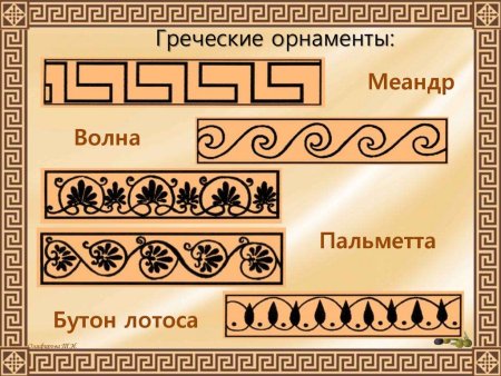Орнамент древней Греции - Меандр, Пальметта