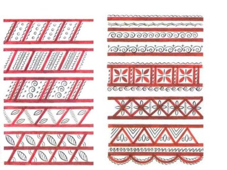 Мезенская роспись ленточный орнамент