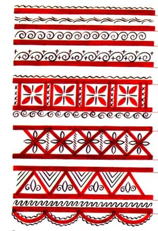 Мезенская роспись ленточный орнамент