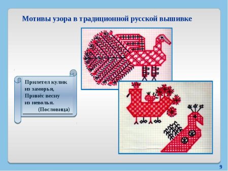 Народной вышивки птица 5 класс