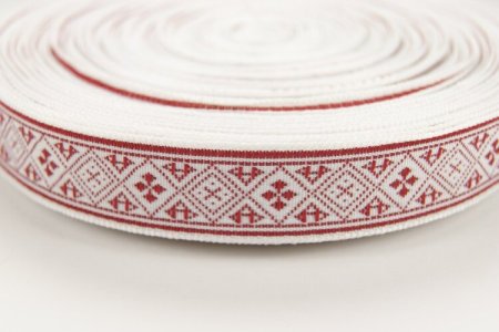 Тесьма бело красная