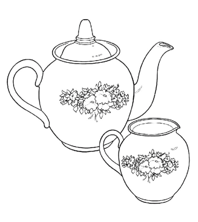 Раскраска чайник и чашка