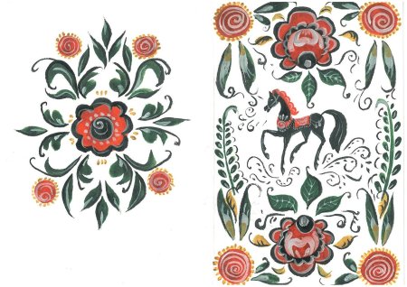 Городецкая роспись орнамент