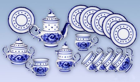 Чайный сервиз Гжель рисунок