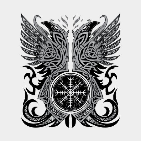 Вороны Одина Хугин и Мунин руны