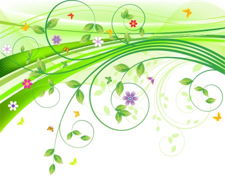 Зеленые узоры на белом фоне