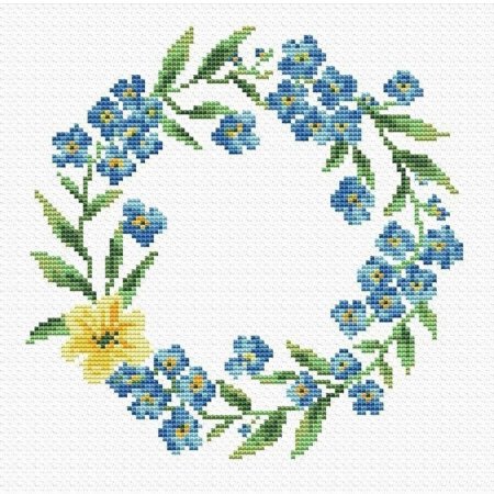 Вышивка крестом незабудки