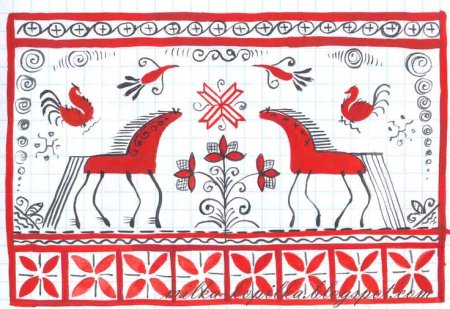 Мезенская роспись геометрический орнамент