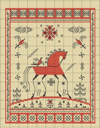 Мезенская роспись вышивка крестиком