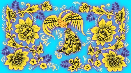 Хохлома с Жар птицей узор