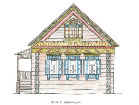 Эскиз фасада русской избы