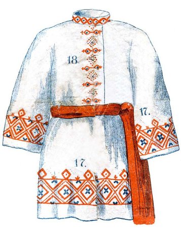 Рисование русская рубаха