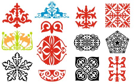Казахский орнамент в линию