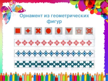 Узор в полосе из геометрических фигур