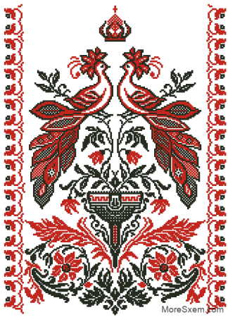 Вышивка рушников с птицами