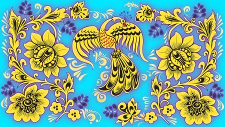 Хохлома с Жар птицей узор