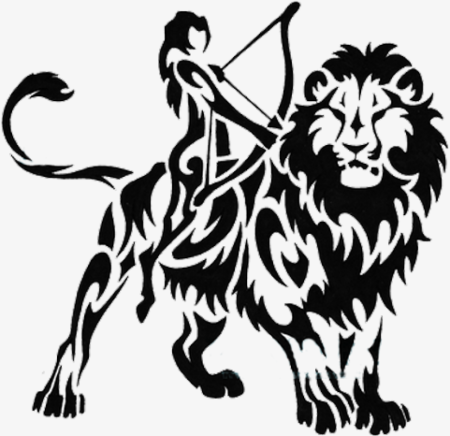 Знак зодиака Лев черно белый